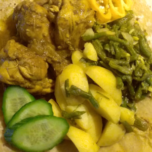Roti kerrie kip aardappel/Kousenband